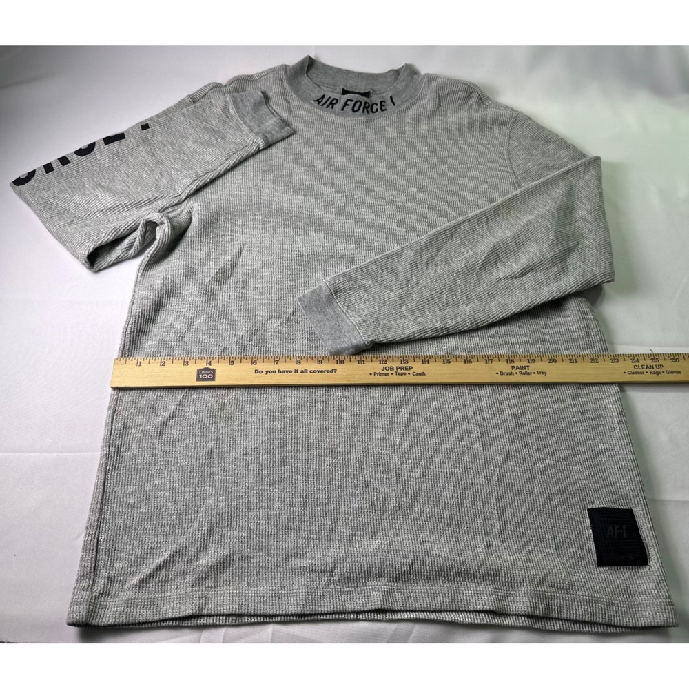 Nike Air Force 1 AF1 Long Sleeve Top Mens‎ XL Crewneck Gray Waffle Knit - Picture 9 of 11